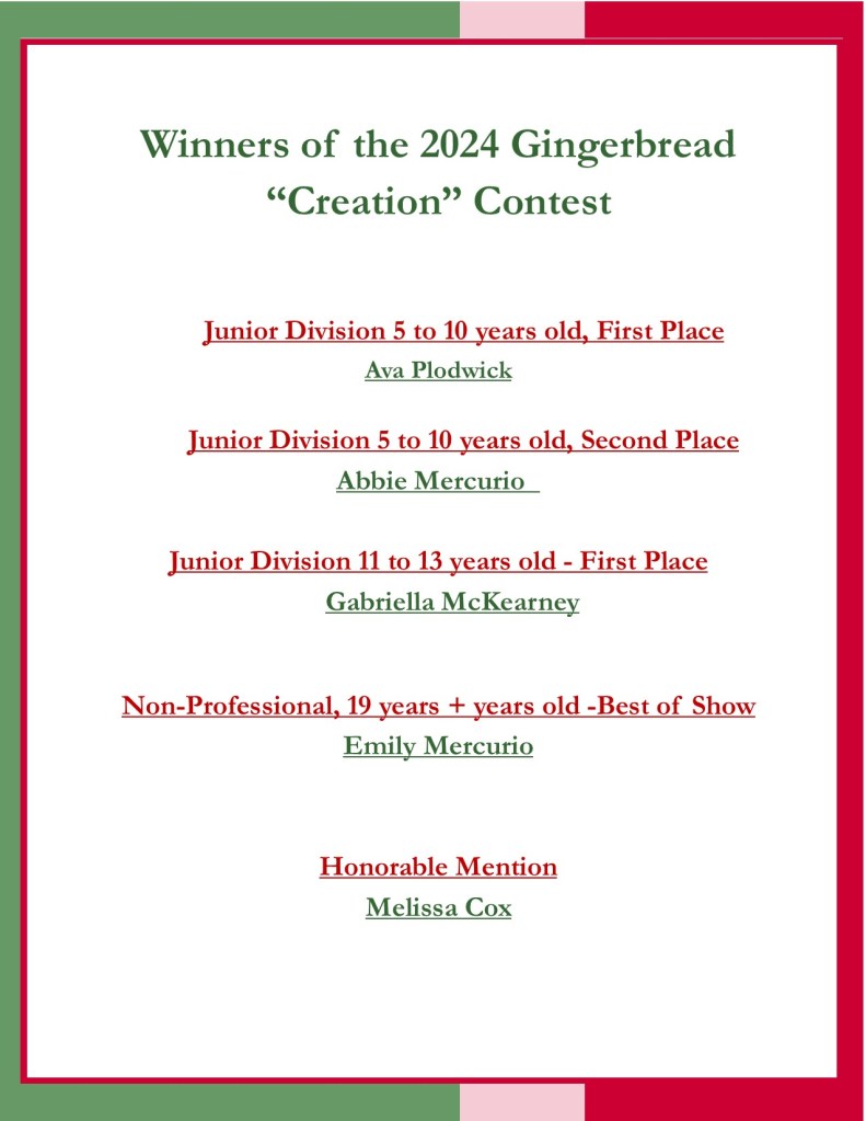 Congratulations to the 2024 Gingerbread Creation&nbsp;Contest!!